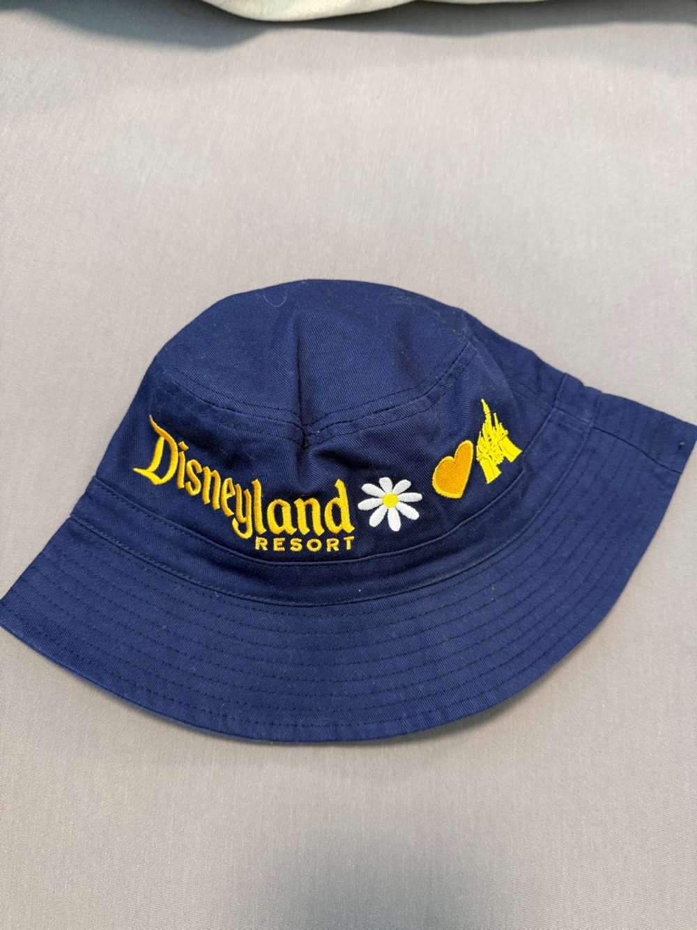 Disneyland Resort Bucket Hat Navy Blue Yellow Embroidered One Size